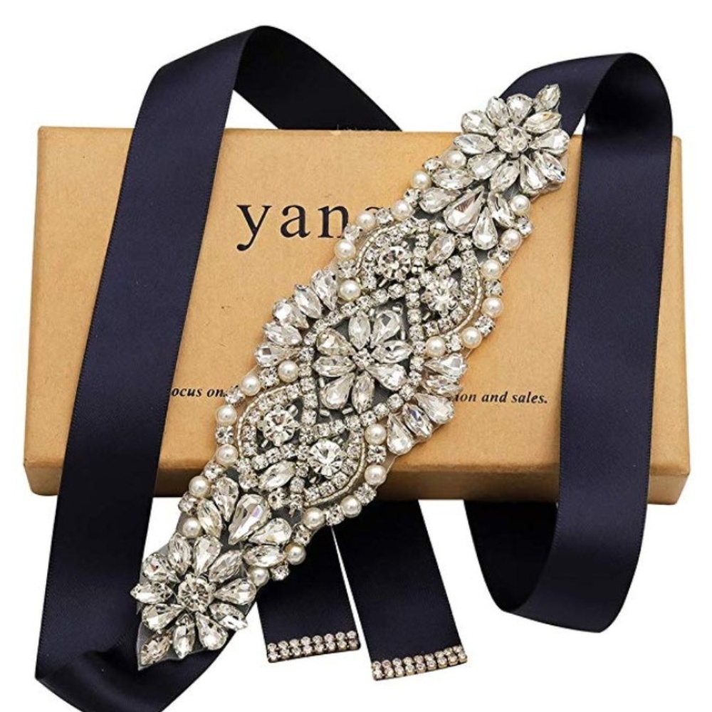 Yanstar Handmade Rhinestone Crystal Beads Belt